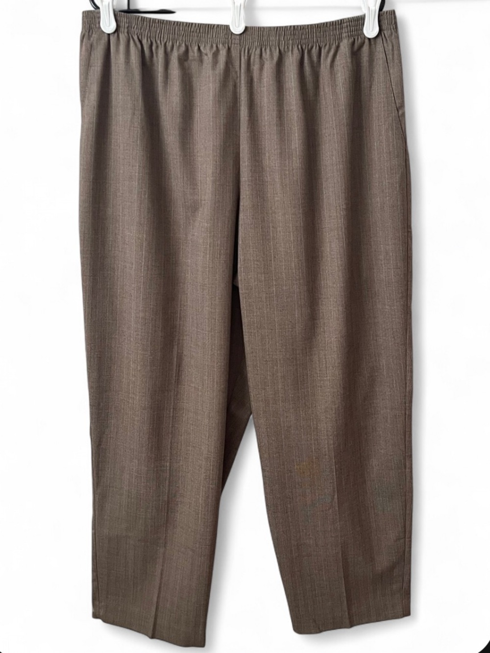 Alfred Dunner Pull On Elastic Pants Pinstripe 18 Office Grannycore Slacks Career